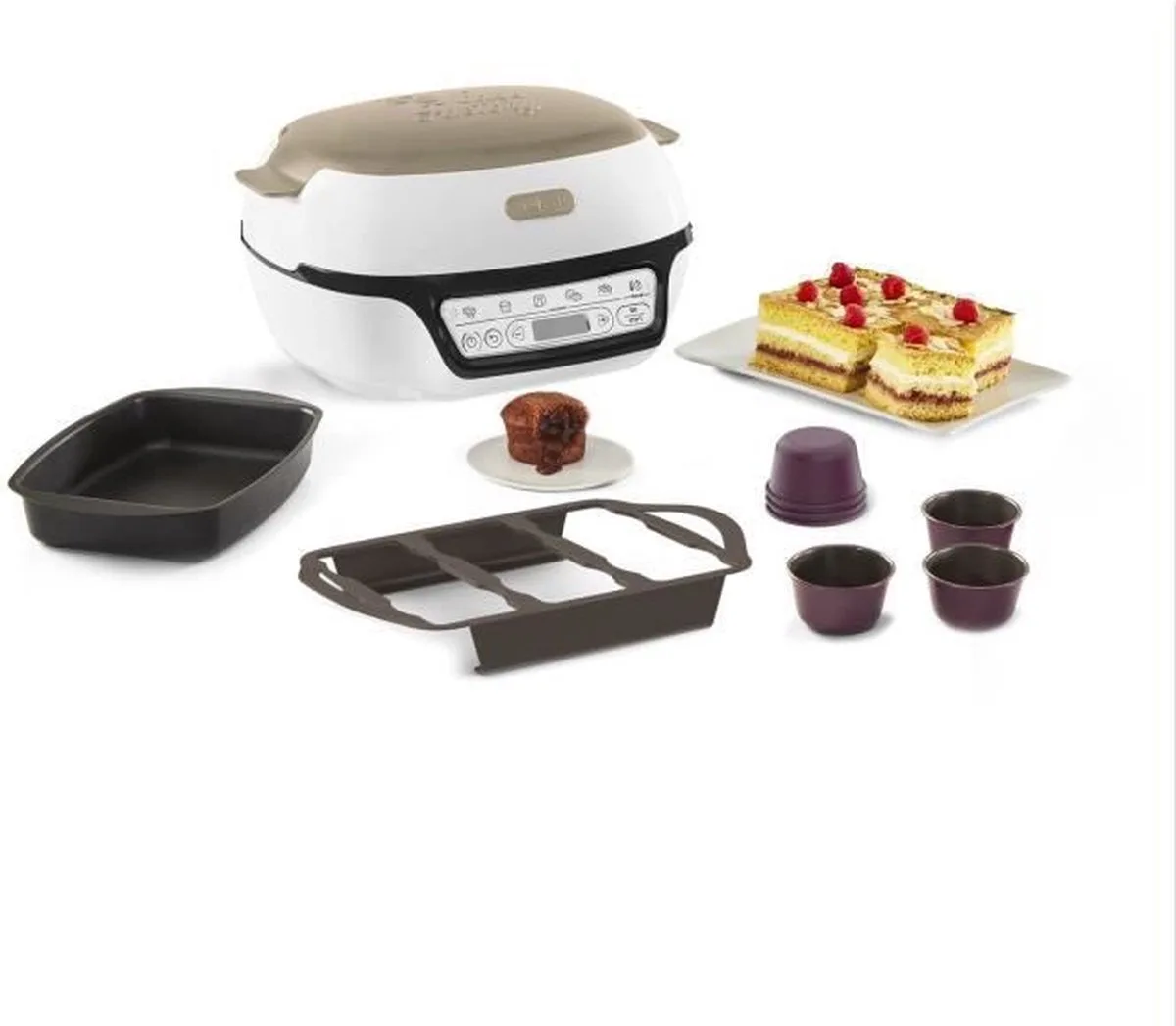 Intelligente taartmachine - 5 nauwkeurige programma's - Antiaanbakvorm - 6 Creabake muffinvormen - Cake Factory KD804910 van Tefal in Zwart – productfoto