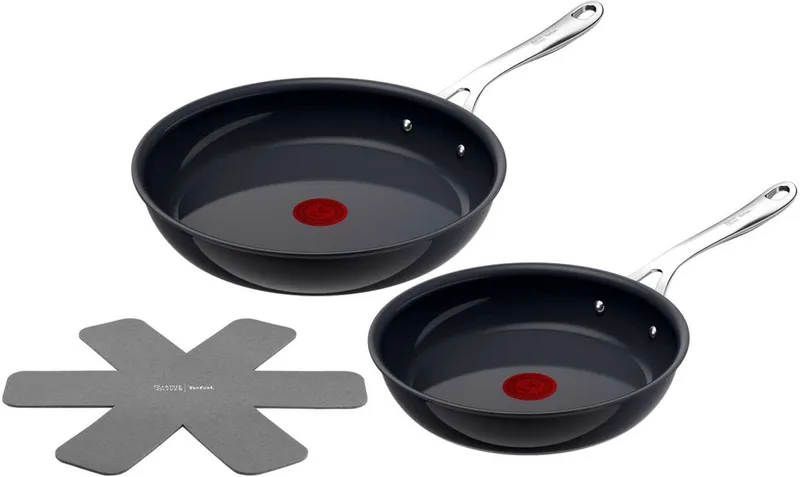 Jamie Oliver by Enjoy 3-delige pannenset 24/28cm + panbeschermer - inductie von Tefal in Schwarz – Produktfoto