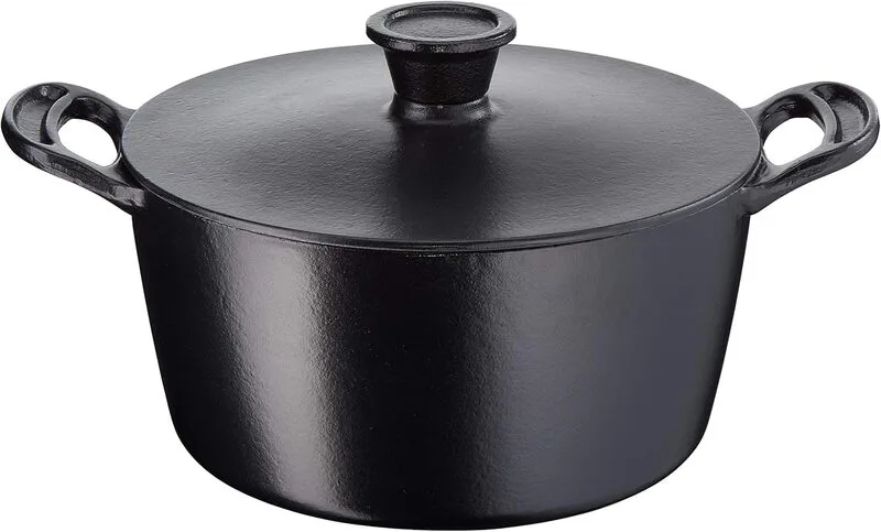 Jamie Oliver E21246 Schmortopf 24 cm mit Deckel – Gusseisen Schwarz/Creme von Tefal – Produktfoto