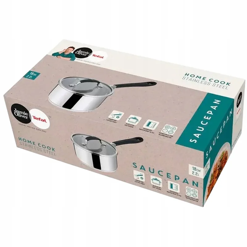 Jamie Oliver Steelpan 18 cm - 2.2L - Geschikt voor alle warmtebronnen by Tefal in Silver – product photo