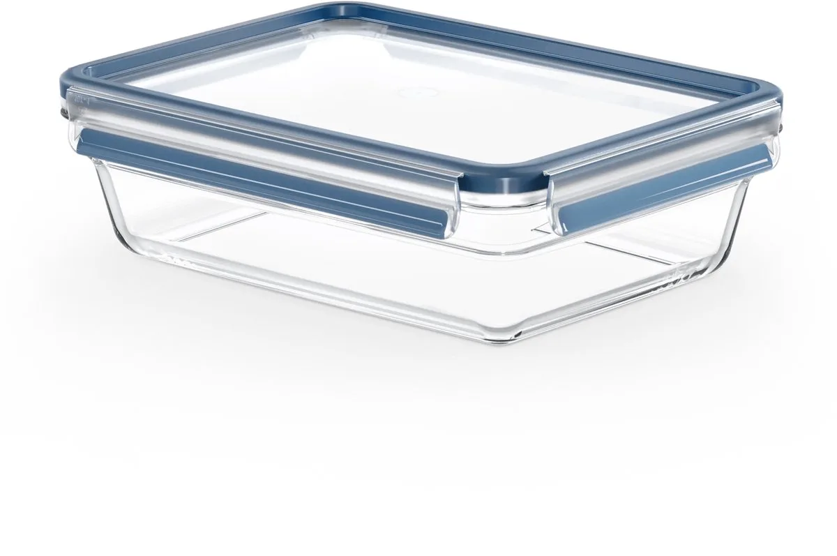 MasterSeal Glass - Glazen Vershoudbakje 2L - 100% Lekvrij - Ovenbestendig tot 420°C - Vriesbestendig tot -40°C fra Tefal i Blå – produktbillede