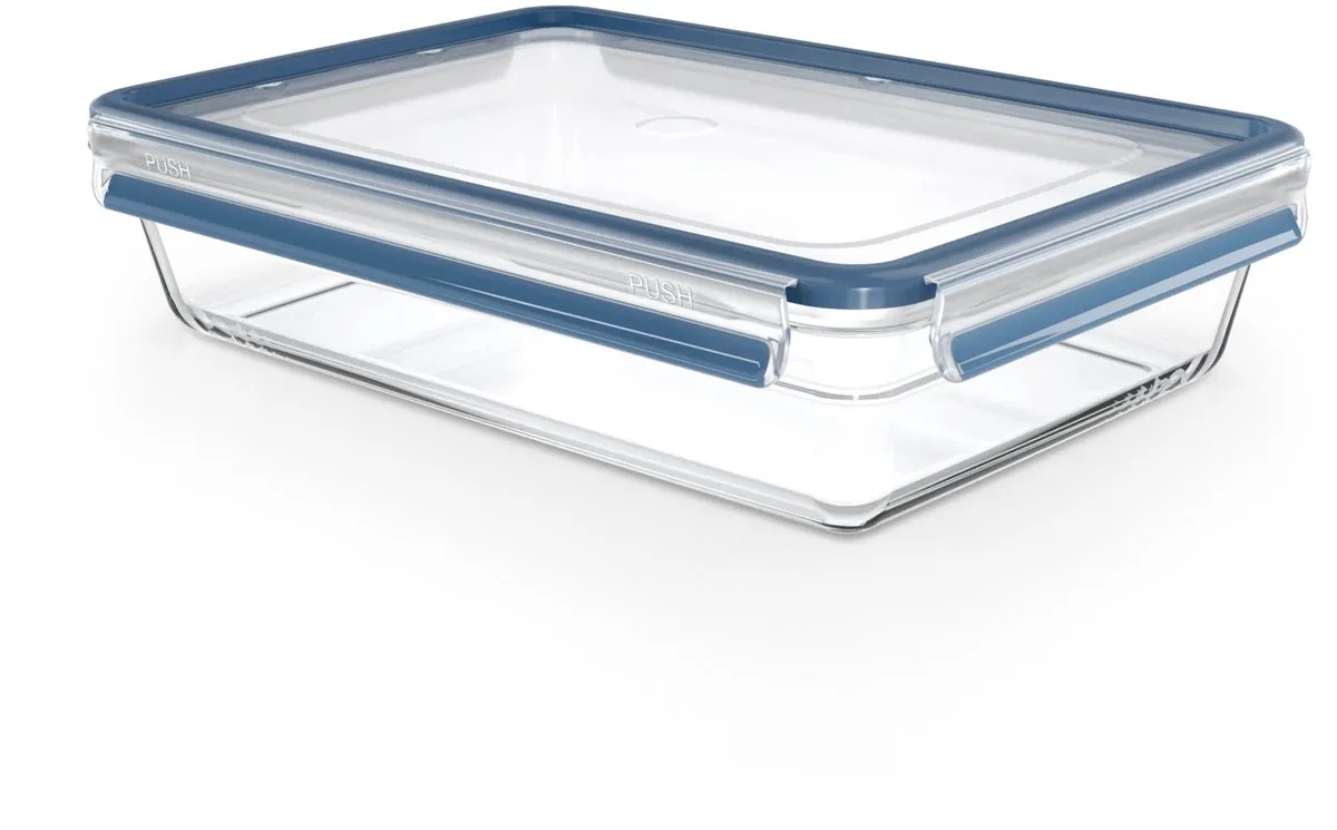 MasterSeal Glass - Glazen Vershoudbakje 3L - 100% Lekvrij - Ovenbestendig tot 420°C - Vriesbestendig tot -40°C de Tefal en Bleu – photo produit