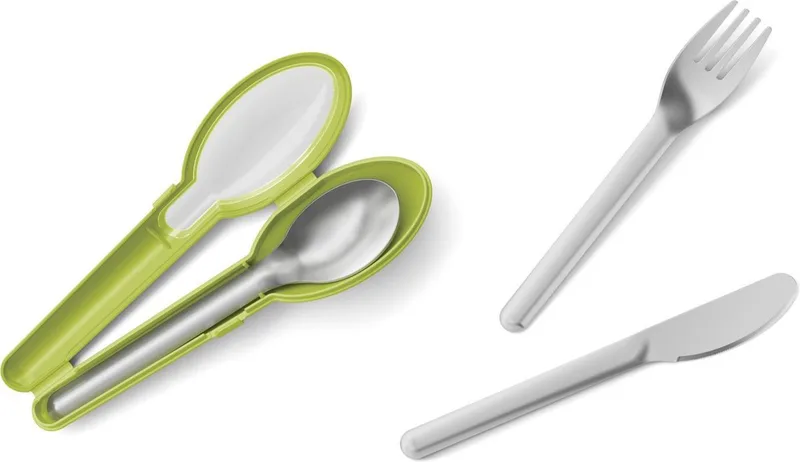 Masterseal To Go Bestekset - Compact - Voor Onderweg - Inclusief Opbergdoosje von Tefal in Grün, Silber – Produktfoto