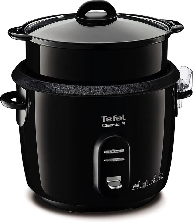 Multicooker - Rijstkoker Klein Multifunctioneel - Multicookers Complete Set - 100% Tevredenheidsgarantie - 1.8L - Incl. Maatbeker by Tefal in Black – product photo