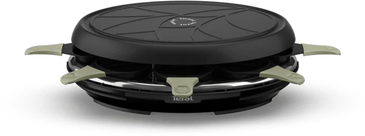 Neo Deco RE31E8 - Gourmetset - 8 Personen - Anti-aanbaklaag - Compact - Geschikt voor Raclette van Tefal in Zwart – productfoto