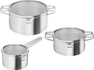 Nordica - Pannenset - 3-delig - Inductie - RVS - Geschikt voor alle warmtebronnen de Tefal en Argent – photo produit 1 sur 5
