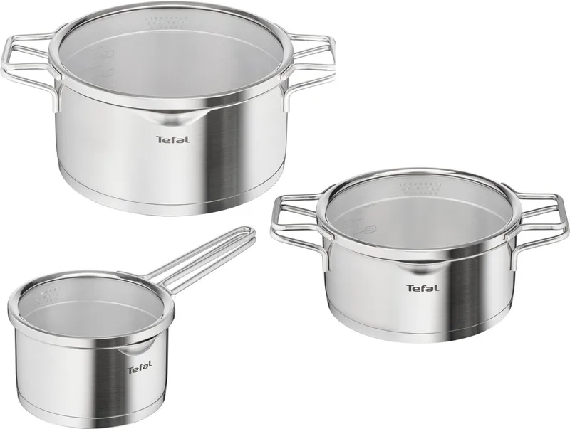 Nordica - Pannenset - 3-delig - Inductie - RVS - Geschikt voor alle warmtebronnen de Tefal en Argent – photo produit 1 sur 5