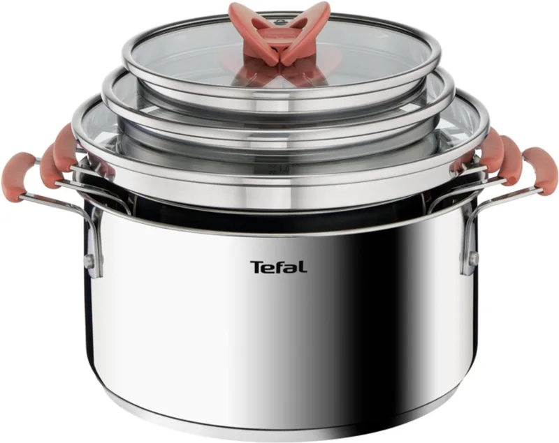 Opti'Space G720S674 Set van 3 kookpotten 18/20/24 cm + deksels - Inductie by Tefal in Black – product photo