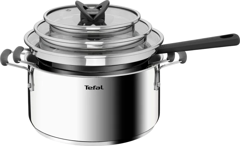 Opti'Space Pannenset 3-delig (steelpan 16 cm, kookpan 20/24 cm) G7376S44 von Tefal in Roestvrijstaal – Produktfoto 1 von 5