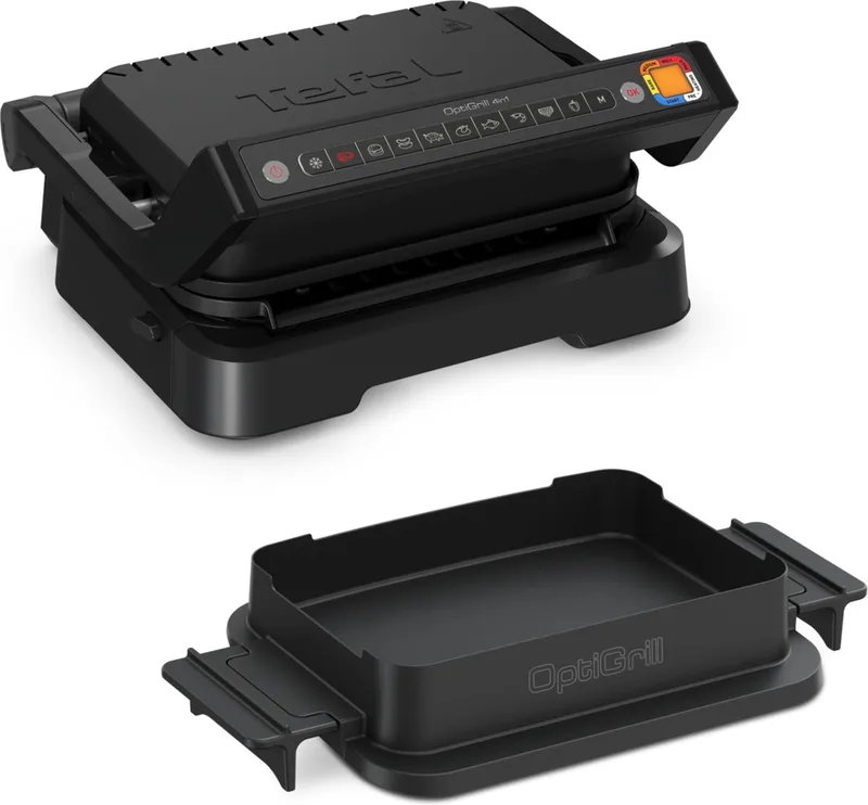 OptiGrill 4in1 GC7748 – Intelligente Contactgrill – Grill, Tafelbarbecue, Oven en Complete Maaltijd – 9 Automatische programma's – Gaarheidsindicator – 2100W – Zwart/RVS von Tefal in Schwarz – Produktfoto