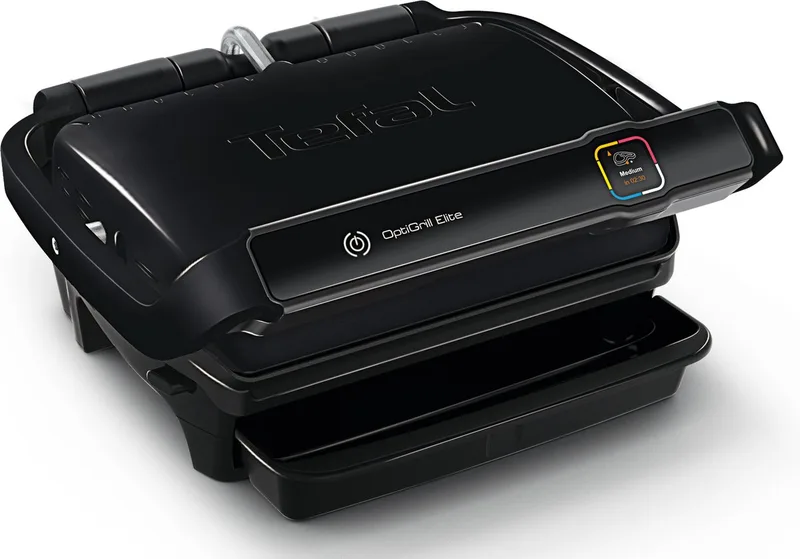 OptiGrill Elite GC7508 - Intelligente Contactgrill - 12 Automatische Programma's voor vlees, vis, groenten etc. - Digitale grillassistent - Gaarheidsindicator - Boostfunctie voor grillstrepen - 2000W - Zwart von Tefal in Schwarz – Produktfoto