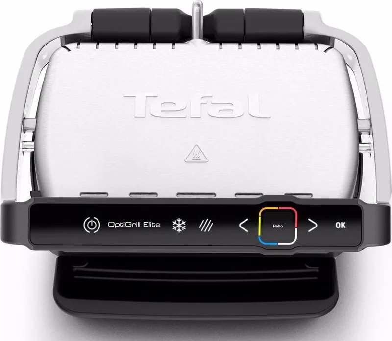 OptiGrill Elite GC750D - Intelligente Contactgrill - 12 Automatische Programma's - Digitale grillassistent - Gaarheidsindicator - Boostfunctie voor grillstrepen - 2000W - RVS by Tefal in Silver – product photo