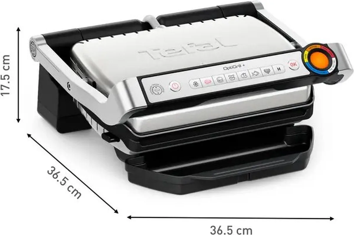 Optigrill+ GC718D10 - Contactgrill - 6 automatische programma’s - RVS - Inclusief tang - 2000W de Tefal en Noir – photo produit