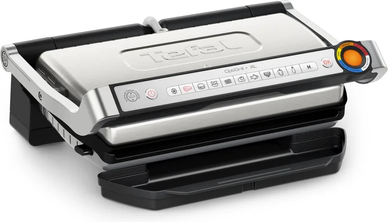 OptiGrill+ XL GC727D Slimme Contactgrill - 9 automatische programma's - Gaarheidsindicator - Uitneembare Anti-aanbakplaten - Groot Grilloppervlak - Vet opvangbak - 2000W by Tefal in Rvs – product photo