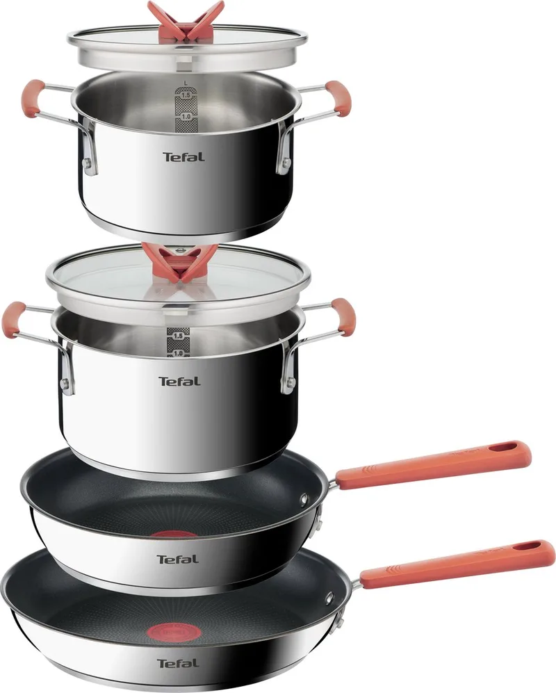 OptiSpace Pannenset 6-delig met Dikke Bodem & Thermo-Fusion by Tefal in Multicolour – product photo