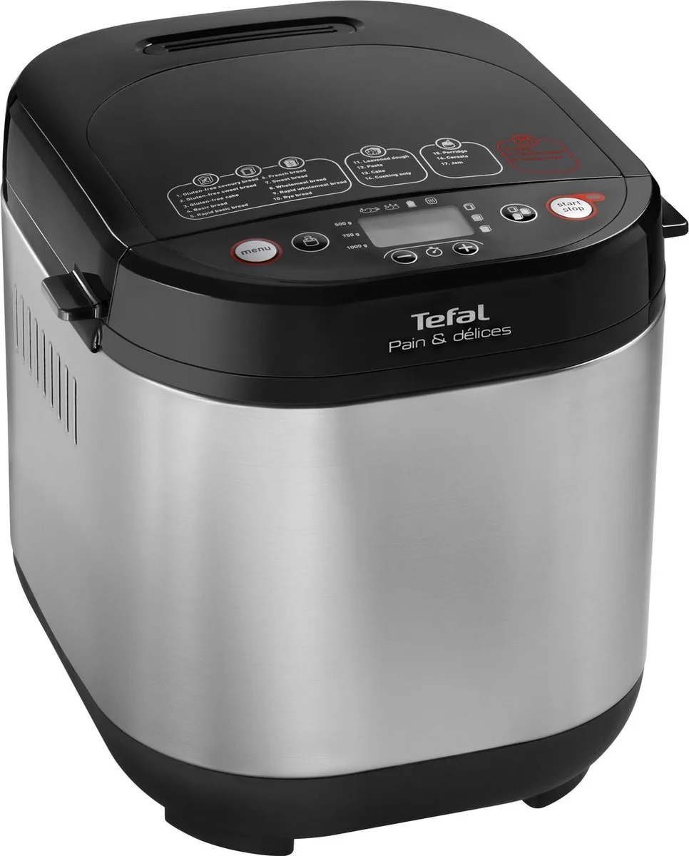 Pain & Délices PF240E - Broodbakmachine - 20 Programma's - 1L Capaciteit - Inclusief Yoghurtmaker från Tefal i Rvs, Svart – produktbild