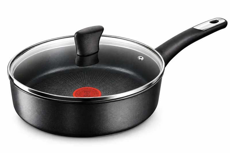 PERFECT TOUCH - Hapjespan - Ø24 cm - Inclusief Deksel - Geschikt voor Inductie - Anti-aanbaklaag fra Tefal i Sort – produktbillede