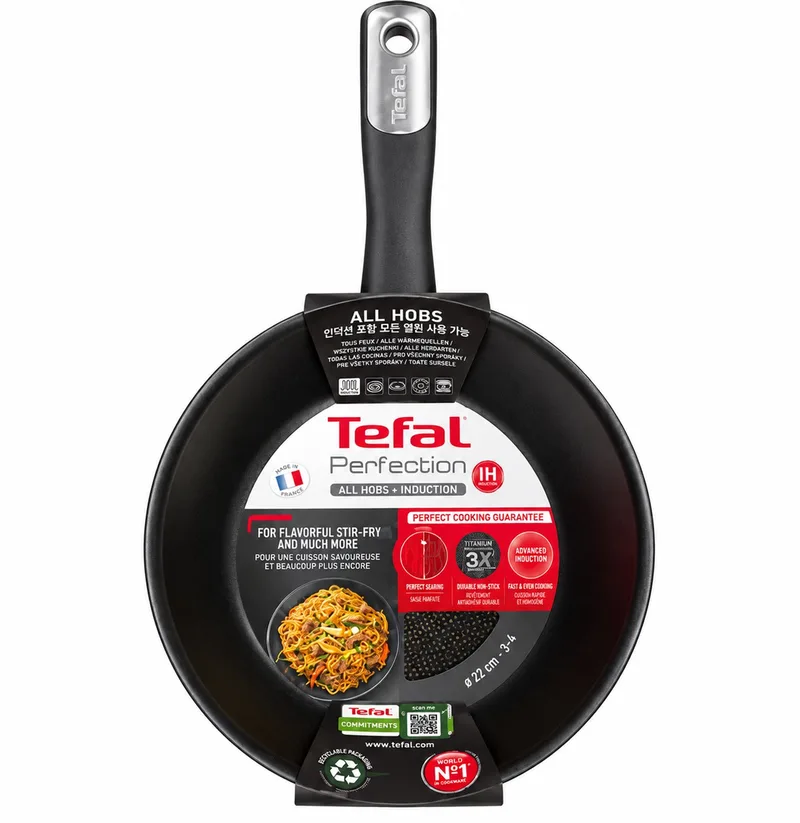 PERFECTION WOKPAN 22 CM ALL HOBS+INDUCTION - TITANIUM G2827522 von Tefal in Schwarz – Produktfoto