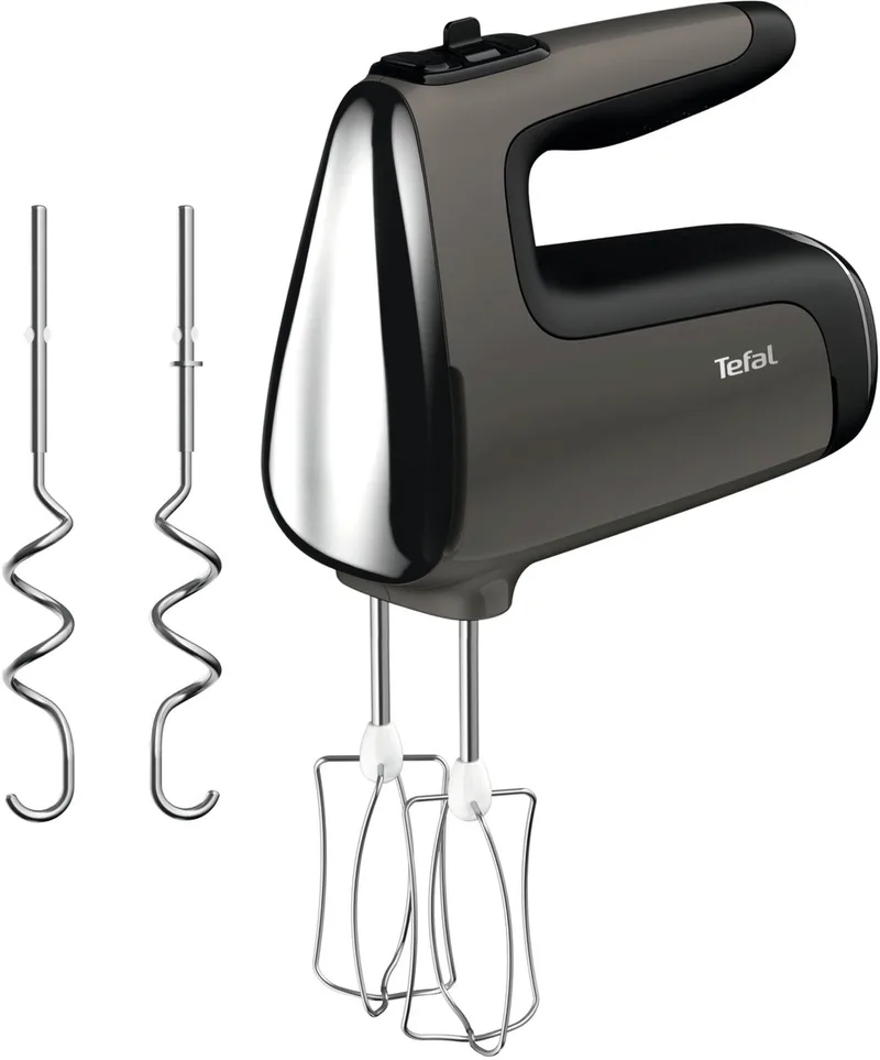 Powermix Silence HT650E - Handmixer - Variabele Snelheid en Turbofunctie - Met Deeghaken en Gardes - Stille Werking - 600W von Tefal in Schwarz – Produktfoto