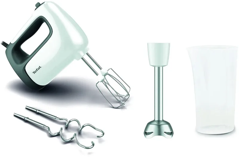 Prep'Mix+ HT4621 - Handmixer - Met Deeghaken en Gardes - 5 Snelheden en Turbofunctie - Maatbeker - 500W by Tefal in White – product photo