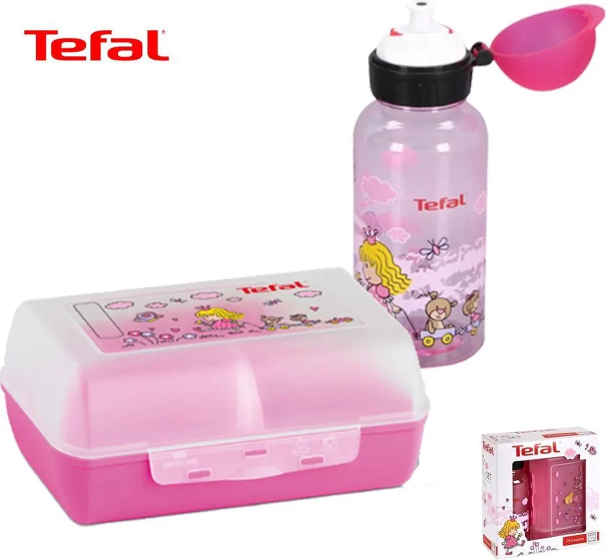Princess Broodtrommel Set Variabolo Clipbox + Fles - 1 Set de Tefal en Rose – photo produit