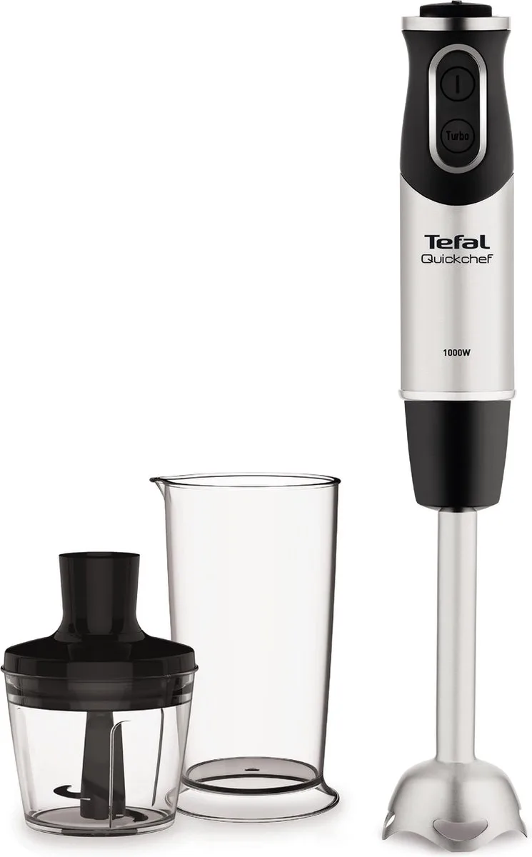 Quickchef HB6598 - Staafmixer - Inclusief Mengbeker en Hakmolen - Krachtige Prestaties - Zilver/Zwart - 1000W van Tefal in Zwart, Grijs – productfoto