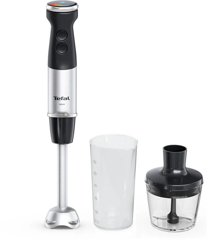 Quickchef+ HB6728 - Staafmixer - Inclusief Mengbeker en Hakmolen - 20 Snelheden en Turbostand - 1000W - Zwart/RVS van Tefal in Zwart – productfoto