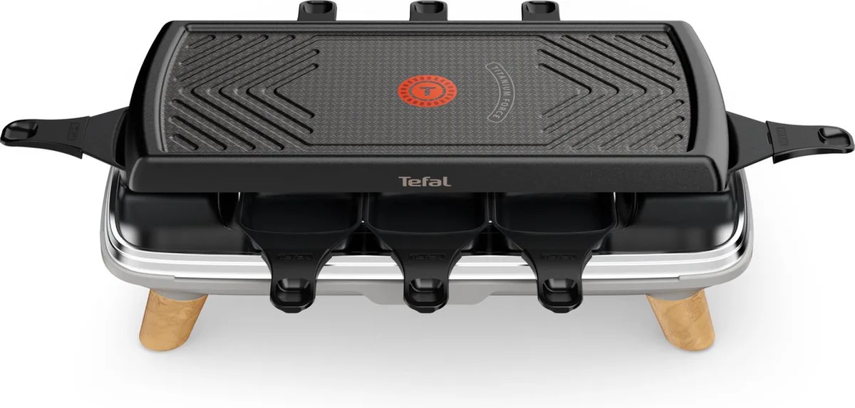 RE610D - 3in1 8-Persoons - Raclette - RVS - Hout van Tefal in Zwart – productfoto