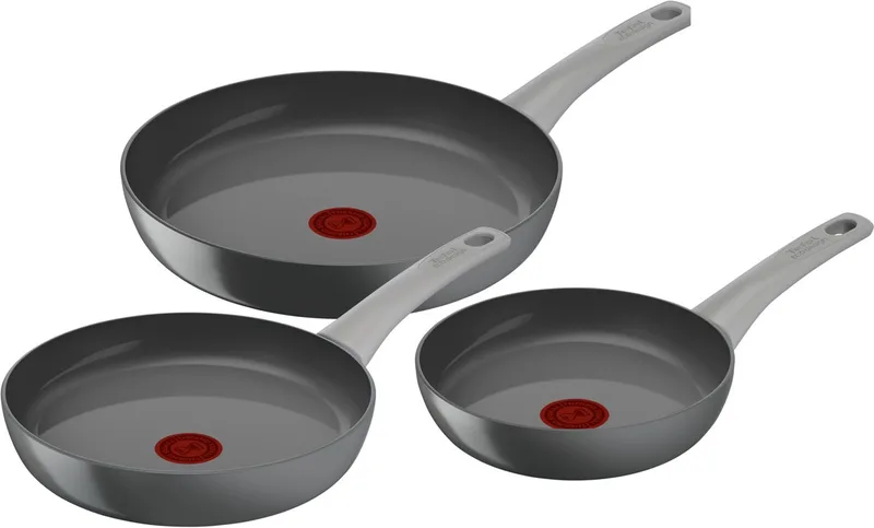 Renew ON - Koekenpannenset - Ø20/Ø24/Ø28 cm - PFAS-vrij - Keramisch - Geschikt voor Inductie von Tefal in Grau – Produktfoto