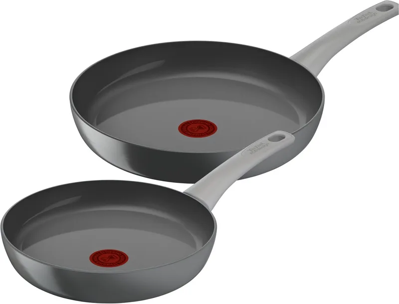 Renew ON - Koekenpannenset - Ø24 en Ø28 cm - PFAS-vrij - Keramisch - Geschikt voor Inductie von Tefal in Grau – Produktfoto