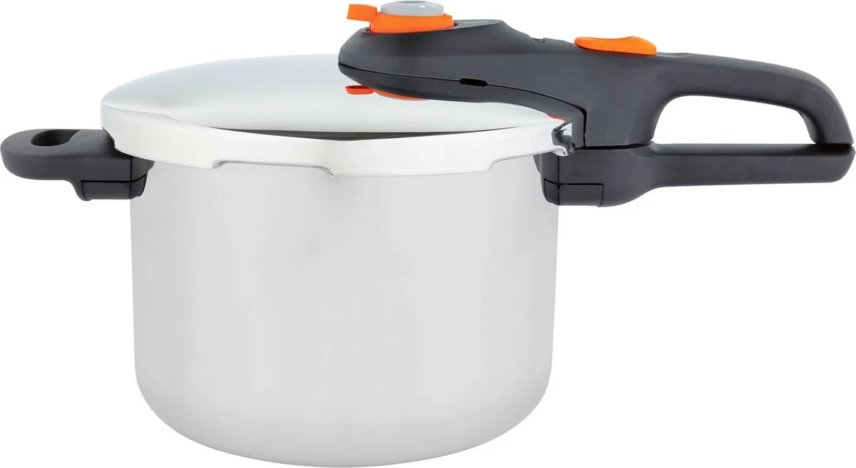 RVS Snelkookpan Secure Click P2530756 6L - Secure 5-beveiligingssysteem met 2-traps kookregelaar - Energiebesparend van Tefal in Zilver – productfoto