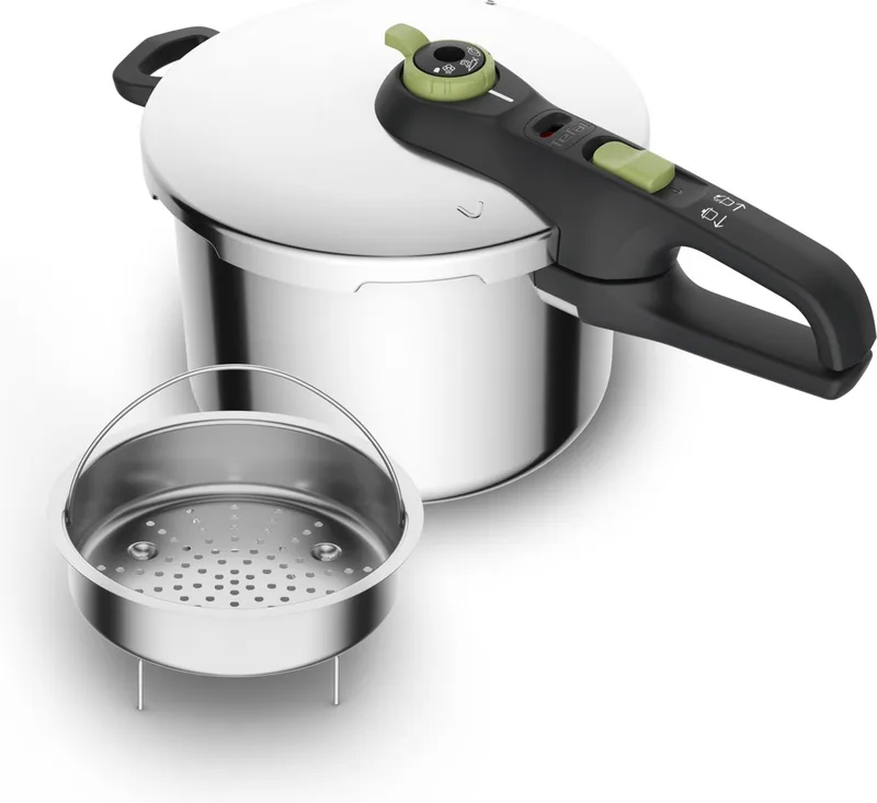 Secure 5 Trendy - Snelkookpan - 6L - Met Stoommand - Geschikt voor Inductie - Veiligheidsslot de Tefal en Argent – photo produit 1 sur 5