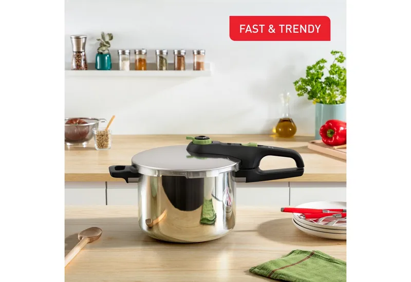 Secure 5 Trendy - Snelkookpan - 6L - Met Stoommand - Geschikt voor Inductie - Veiligheidsslot de Tefal en Argent – photo produit 3 sur 5