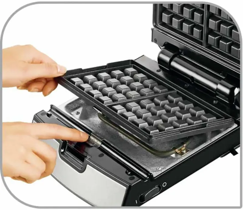 Snack Collection SW854D - Contactgrill & Tosti-ijzer - 4 verschillende Platen voor tosti's, wafels, panini's en poffertjes- RVS - Anti-aanbaklaag de Tefal en Noir, Rvs – photo produit 2 sur 3