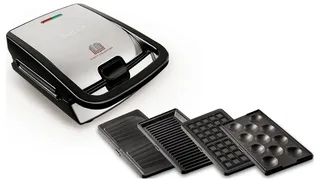 Snack Collection SW854D - Contactgrill & Tosti-ijzer - 4 verschillende Platen voor tosti's, wafels, panini's en poffertjes- RVS - Anti-aanbaklaag de Tefal en Noir, Rvs – photo produit 3 sur 3