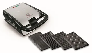 Snack Collection SW854D - Contactgrill & Tosti-ijzer - 4 verschillende Platen voor tosti's, wafels, panini's en poffertjes- RVS - Anti-aanbaklaag de Tefal en Noir, Rvs – photo produit 1 sur 3