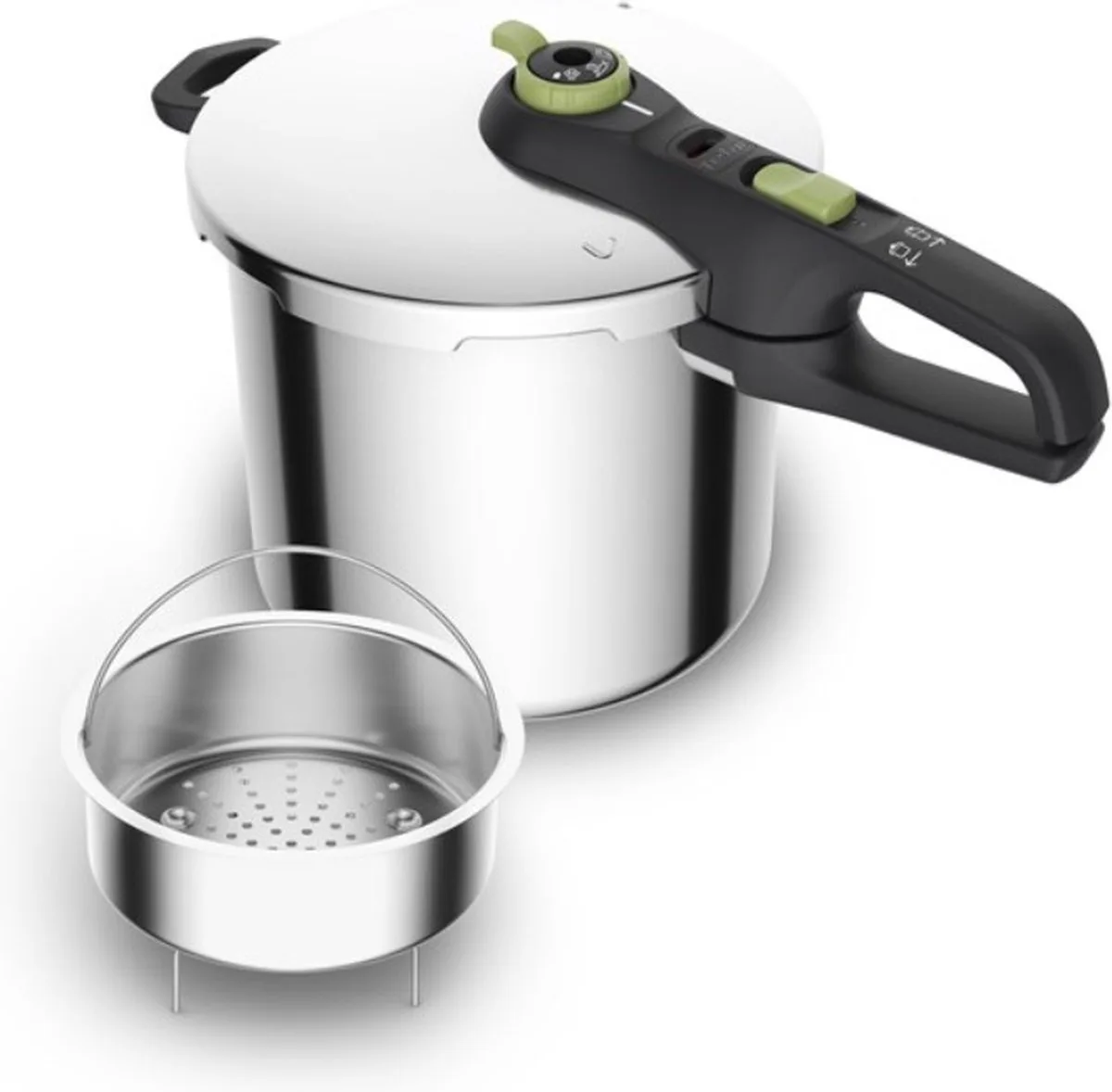Snelkookpan met Stoommandje - 8 liter - Pressure Cooker - Geschikt voor alle warmtebronnen - RVS van Tefal in Zilver – productfoto
