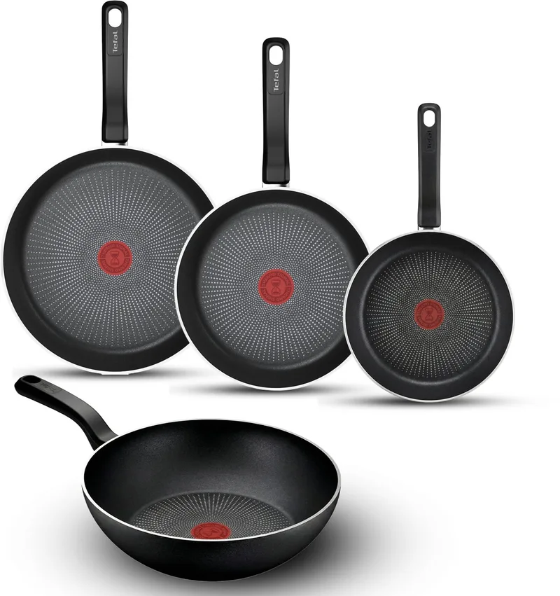 So Expert Pannenset 4-delig - Koekenpannen 20/24/28cm + Wokpan 28cm - Inductie - Anti-aanbaklaag - Aluminium by Tefal in Black – product photo