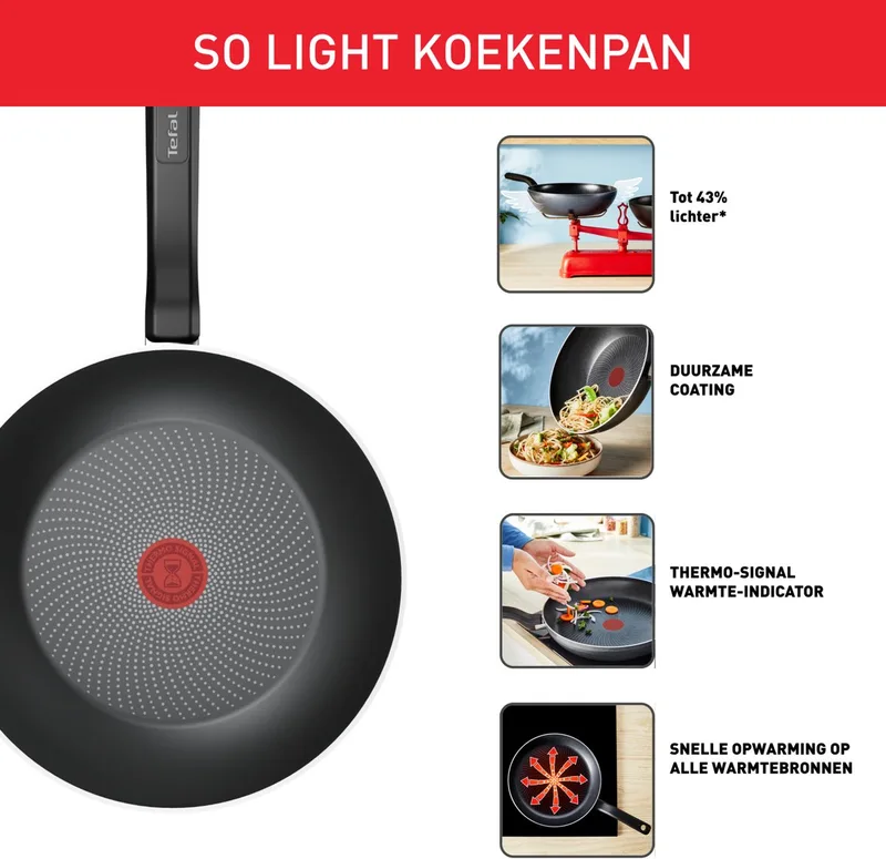 So'Light - Wokpan - 28 cm - inductie de Tefal en Anthracite – photo produit
