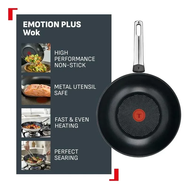 Space Emotion+ - Wokpan 28 cm - RVS - Geschikt voor Inductie by Tefal in Silver – product photo 2 of 6
