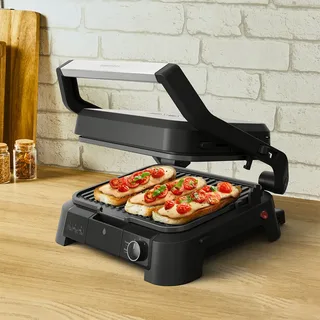 SuperGrill 3-in-1 GC510D Contactgrill - Barbecuestand - 3 Verstelbare Hoogtes - Uitneembare anti-aanbakplaten - Regelbare temperatuur- Vet opvangbak - Verticaal Opbergen - 2000W - RVS van Tefal in Zwart – productfoto 5 van 6