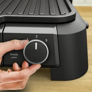 SuperGrill 3-in-1 GC510D Contactgrill - Barbecuestand - 3 Verstelbare Hoogtes - Uitneembare anti-aanbakplaten - Regelbare temperatuur- Vet opvangbak - Verticaal Opbergen - 2000W - RVS van Tefal in Zwart – productfoto 6 van 6