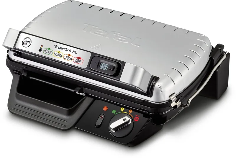Supergrill XL GC461B12 Contactgrill - Barbecuestand - 4 Temperatuurstanden - Vet opvangbak - Uitneembare Anti-aanbakplaten - 2000W - Voor Grillen en Tosti's von Tefal in Schwarz – Produktfoto