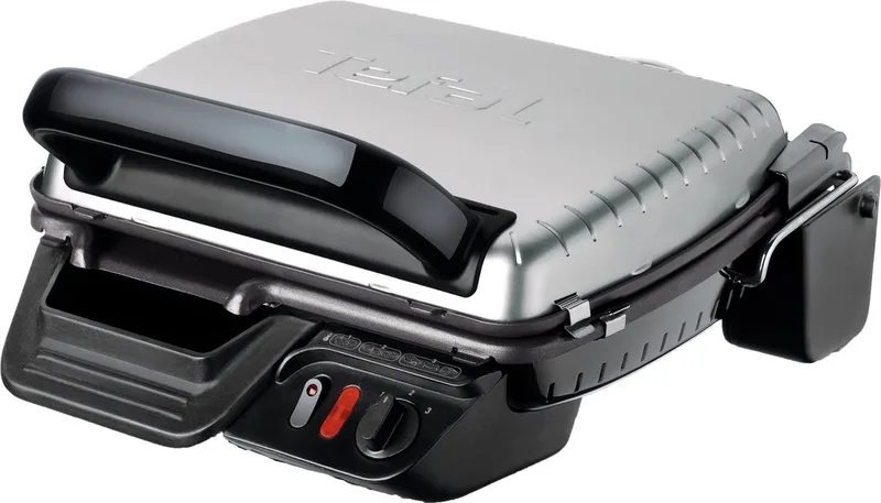 Ultra Compact Classic GC3050 Contactgrill - Barbecuestand - Regelbare temperatuur - Uitneembare Anti-aanbakplaten - Vet opvangbak - Verticaal opbergen - 2000W fra Tefal i Rvs – produktbillede