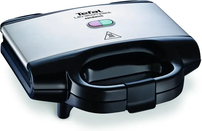 Ultracompact SM1572 Tosti apparaat & grill - Anti-aanbakplaten - Compact Formaat - Controlelampje - Verticaal Opbergen - 700 W by Tefal in Black – product photo