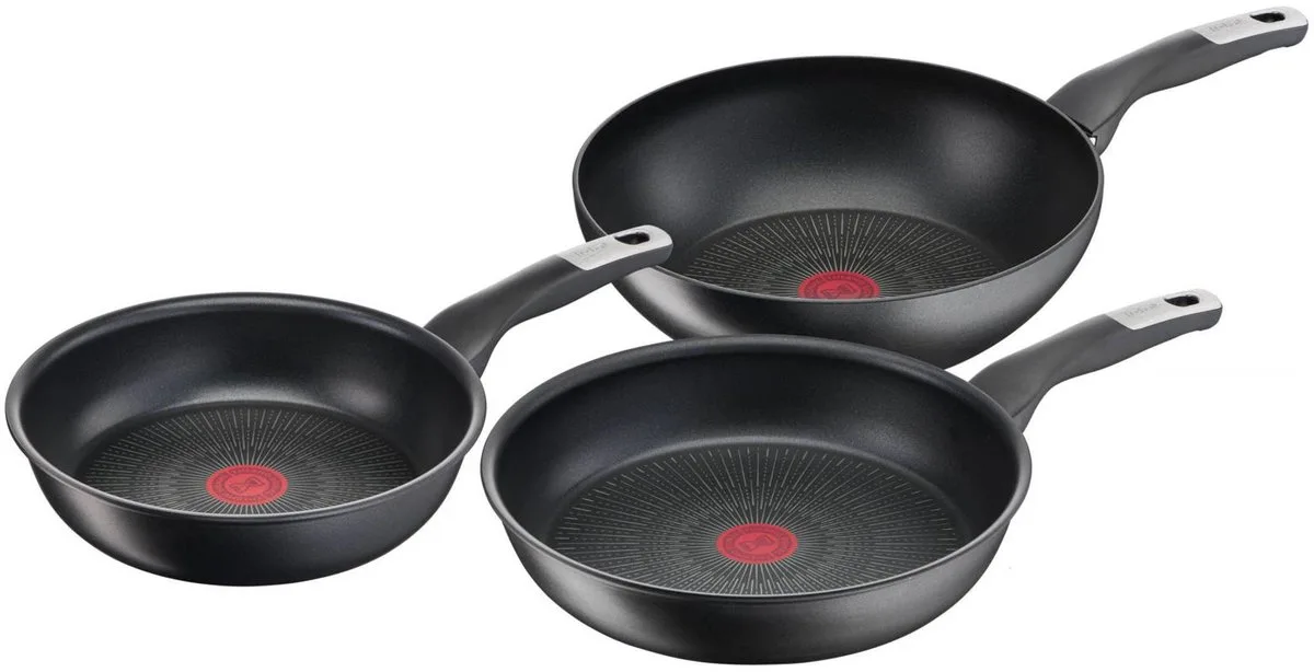Unlimited - Pannenset - 3-delig - Inductie - Anti-aanbaklaag - Geschikt voor Alle Warmtebronnen de Tefal en Noir – photo produit