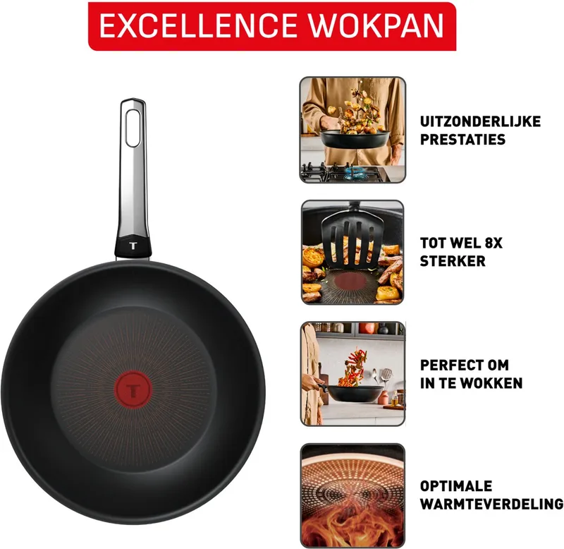 wokpan inductie 28cm - anti-aanbaklaag en hitte-indicator. von Tefal in Mehrfarbig – Produktfoto