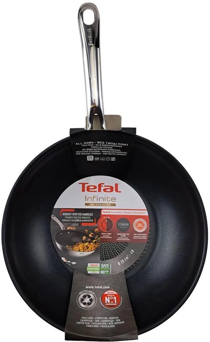 wokpan inductie 28cm titanium antiaanbaklaag RVS. de Tefal en Multicolore – photo produit