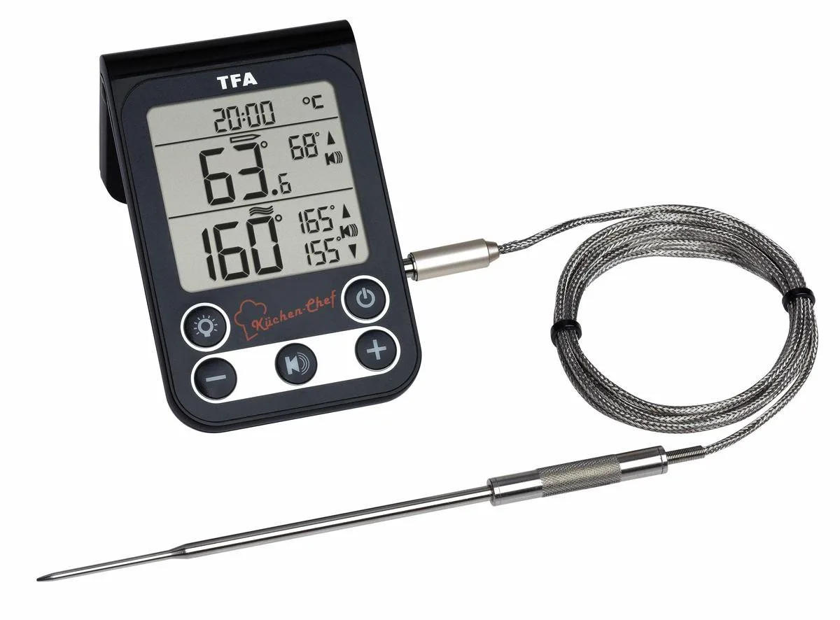 Dostmann 14.1510.02 Barbecuethermometer Bewaking van kerntemperatuur, Kabelsensor Braden, Grillen, Langzaam garen van TFA Dostmann in Wit – productfoto