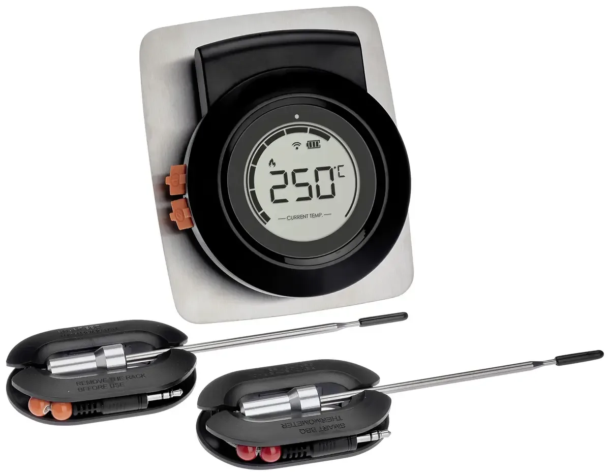 Dostmann 14.1513.01 Barbecuethermometer Alarm, Kabelsensor, Gratis app, Bewaking van kerntemperatuur Burger, Rund, Kalf, Lam, Varken, Kalkoen, °C von TFA Dostmann in Schwarz – Produktfoto